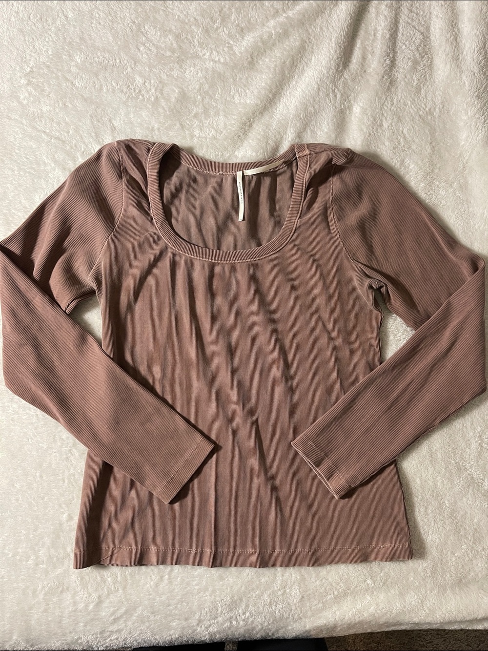 Anthropologie Dusty Rose Long Sleeve Scoop Neck Top